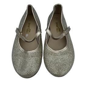 shoes 11 Smart Fit Toddler Girls Shimmery Gold Round Toe Party Flat Shoes Size 9